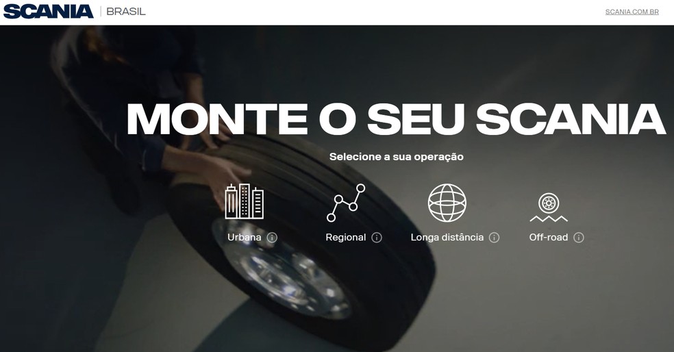 Scania é uma das poucas marcas com um configurador no Brasil — Foto: Reprodução