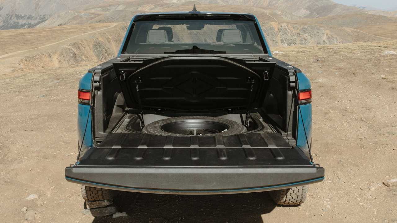 2022 Rivian R1T tailgate down and spare tire